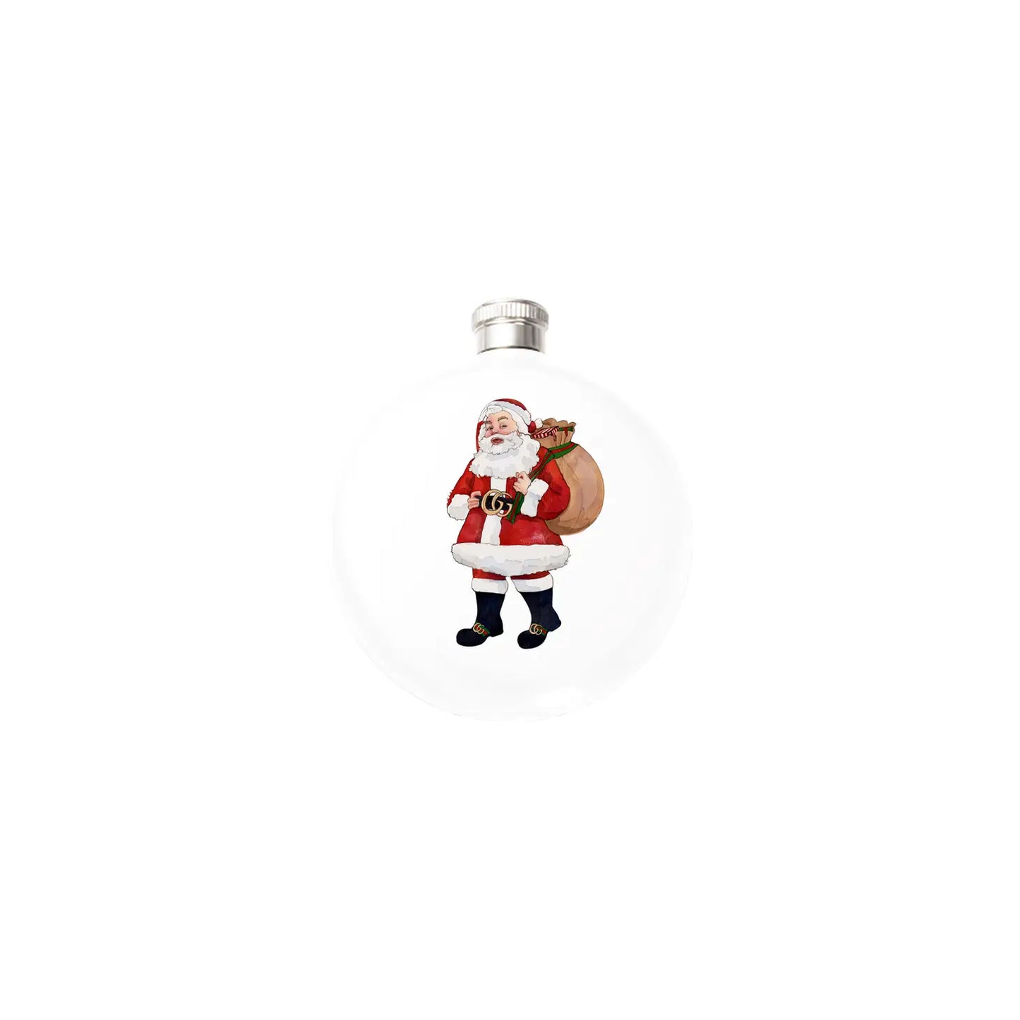 Christmas-Round Flask - Santa Red Suit- Holiday Shop