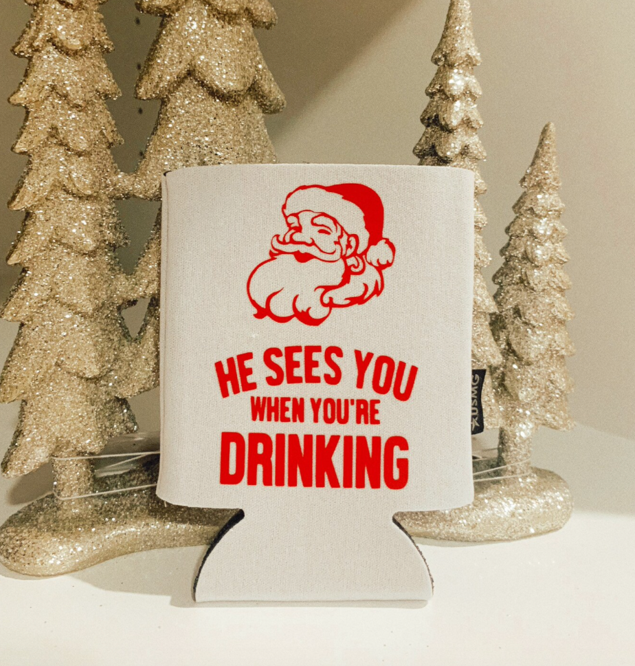 He Sees You When You’re Drinking Can Cooler-  Holiday Shop