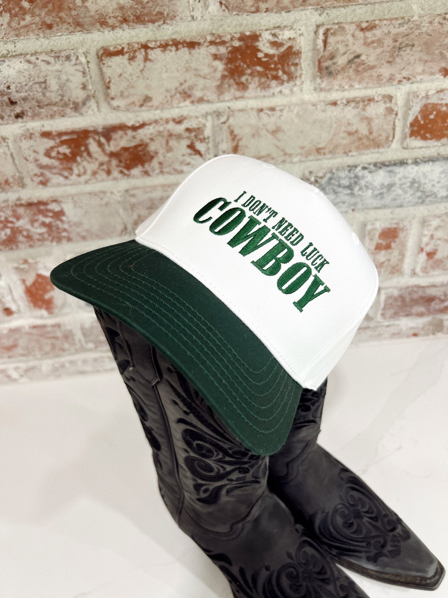 I Don't Need Luck Cowboy- Embroidered Trucker Hat