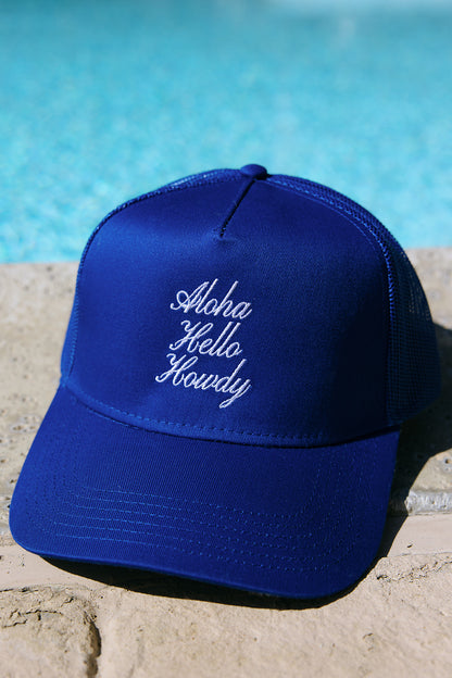 Aloha Hello Howdy 5 Panel Mid Profile Mesh Back Cap